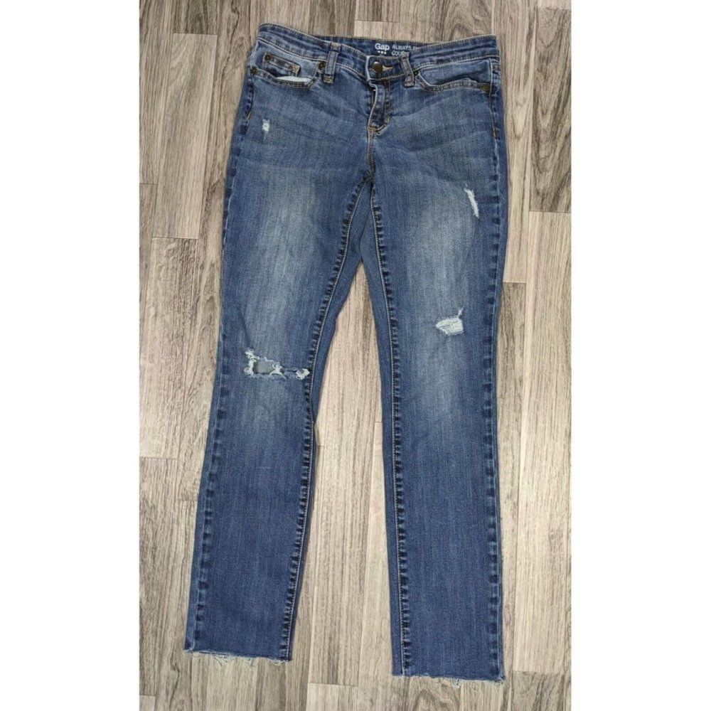 Gap Womens Size 0 / 25 A Pockets Always Skinny Distressed Denim Blue Jeans